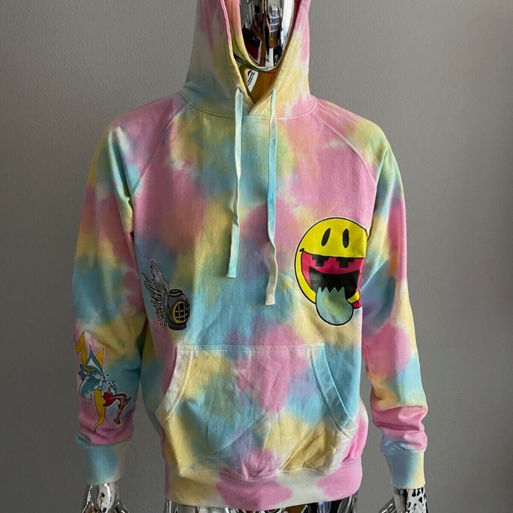 NWOT Pink Dolphin Northern Lights PO Hood Dye Graphic Hoodie Sweatshirt Size S
